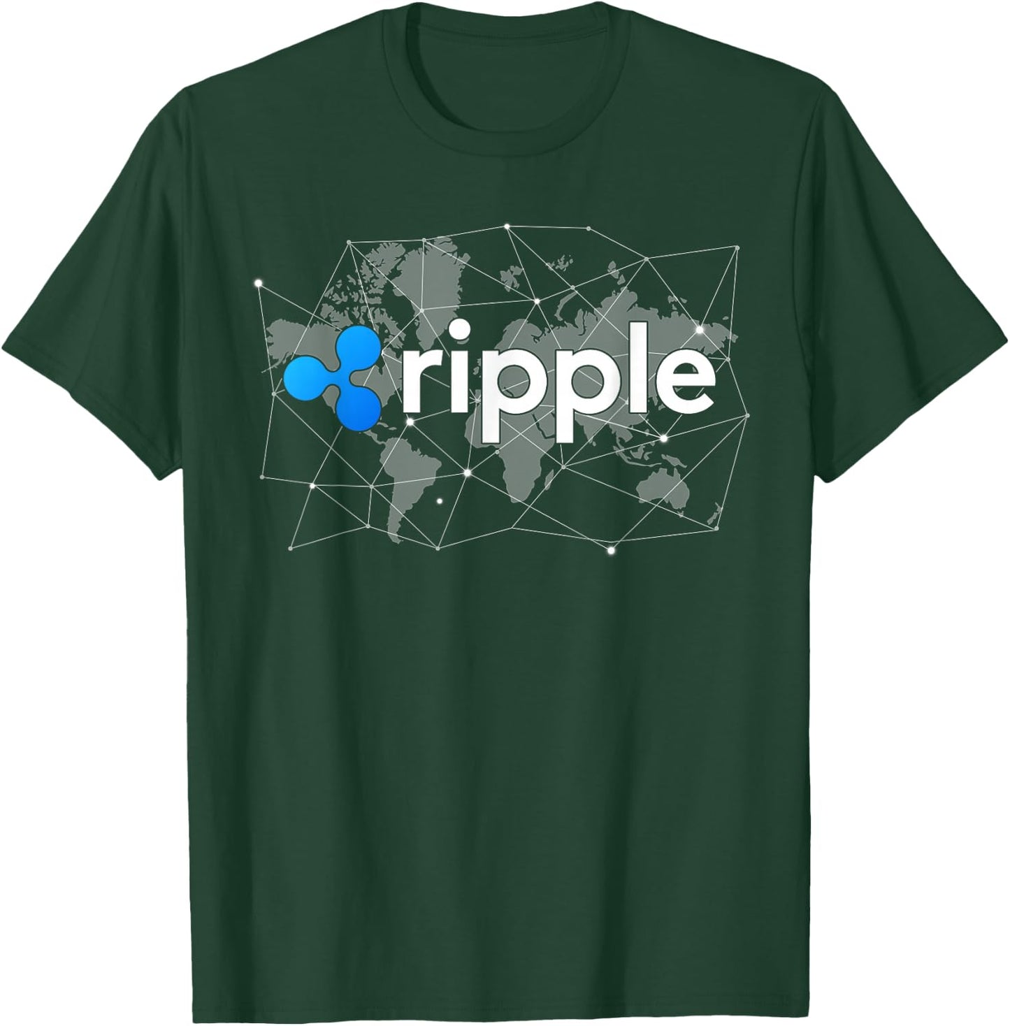 Ripple XRP Logo Crypto Trader World Map Blockchain T-Shirt - T-Shirt | Forest