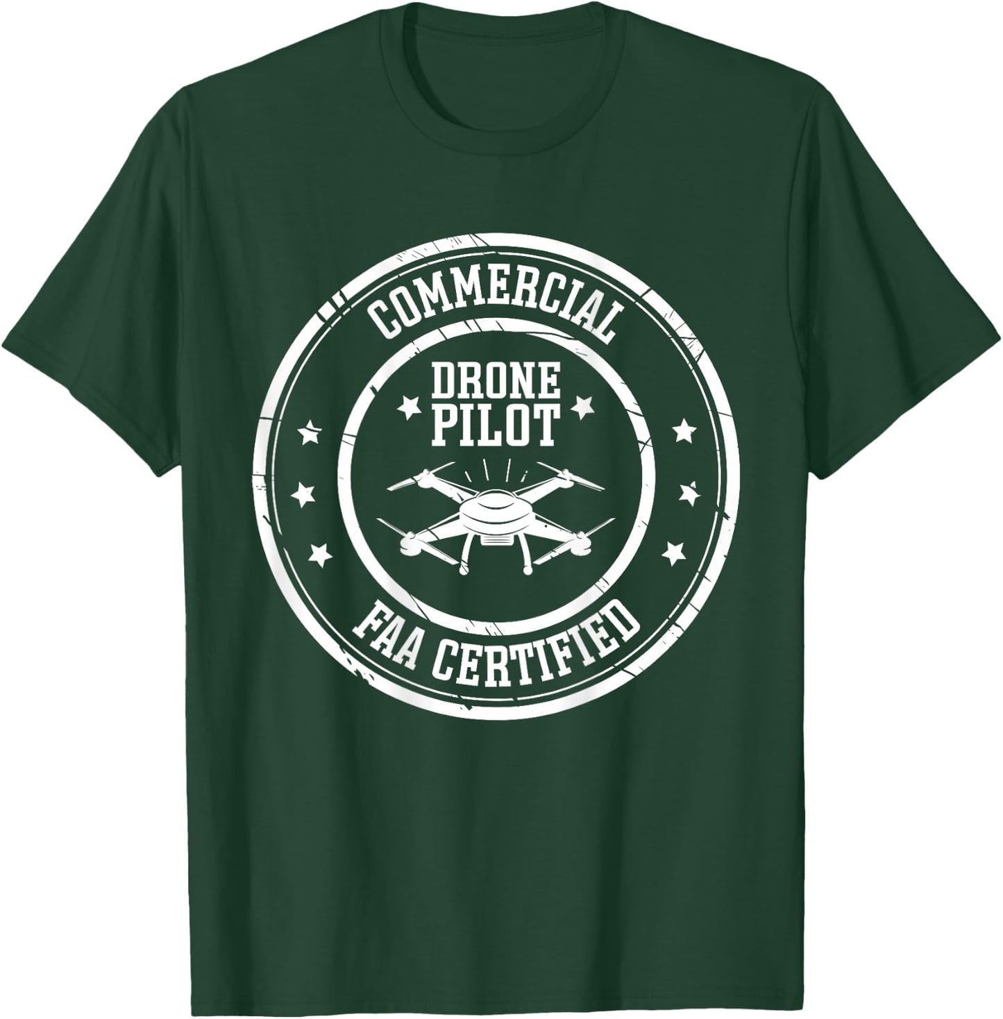 FAA Licensed & Certified BACK PRINT Commercial Drone Pilot T-Shirt - T-Shirt | Forest