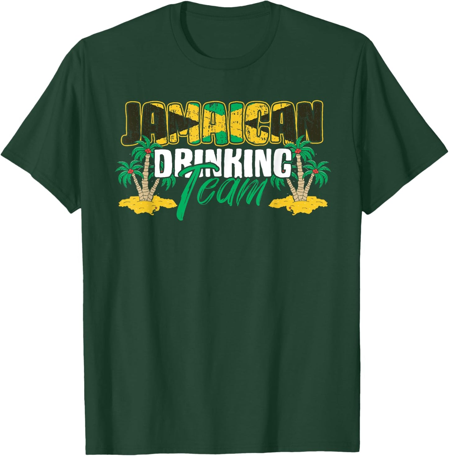 Jamaican Drinking Team Jamaica Flag Beer Lover Men Women T-Shirt - T-Shirt | Forest
