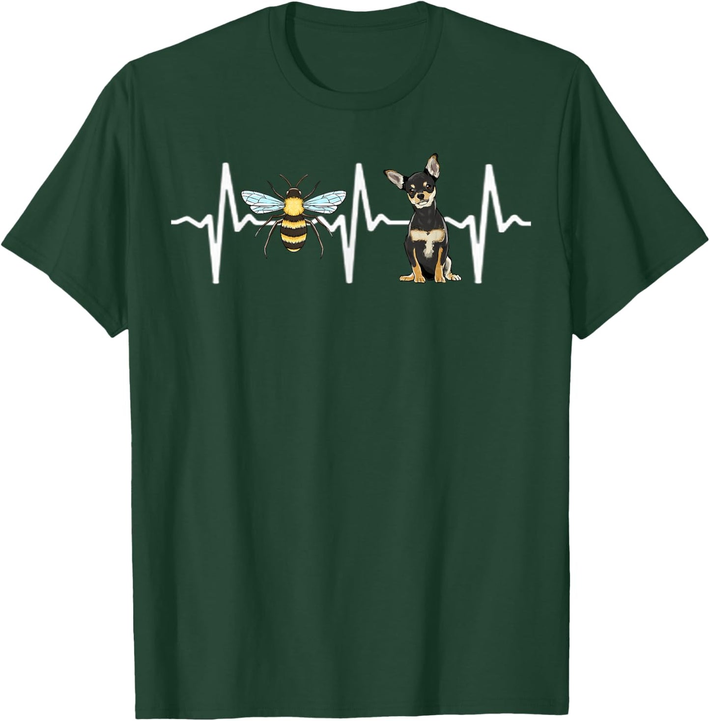 Honey Bee Black Chihuahua Heartbeat Dog Lover T-Shirt - T-Shirt | Forest