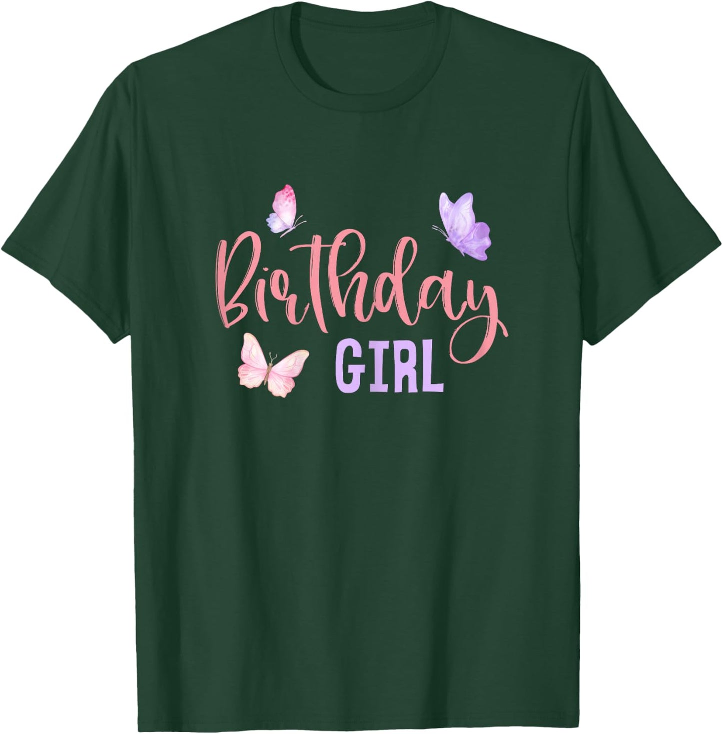 Birthday Girl Butterfly Party Child Kid Matching Family T-Shirt - T-Shirt | Forest