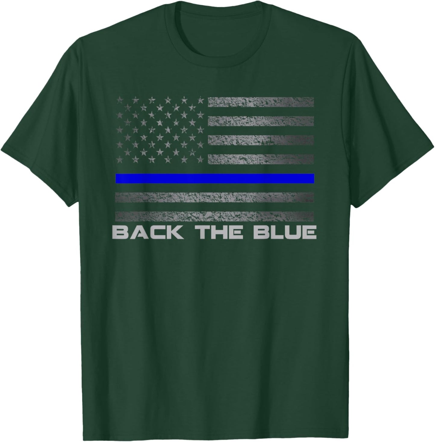 Back The Blue Thin Blue Lines Flag Police Support T-Shirt - T-Shirt | Forest