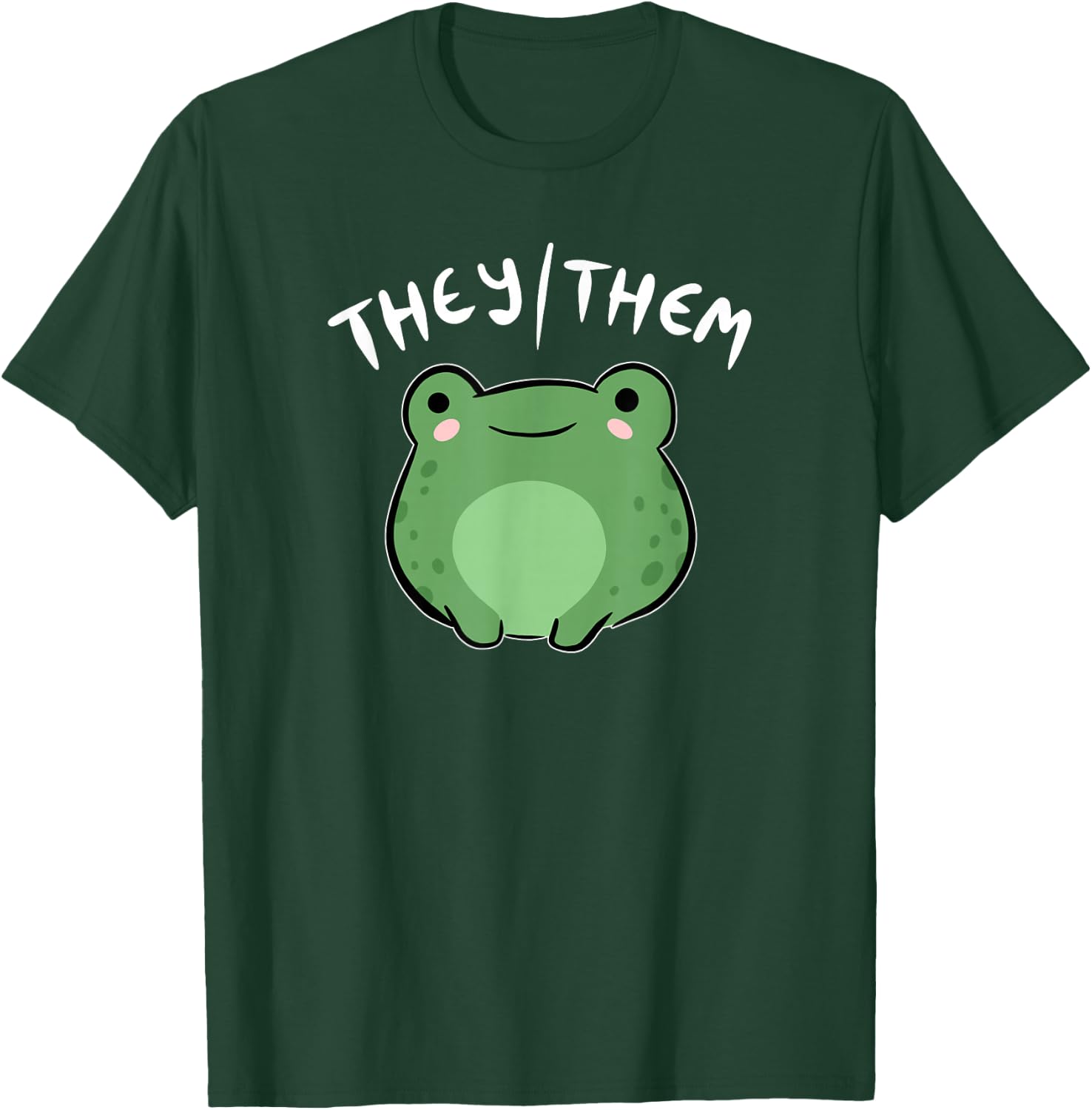 They Them Pronouns Frog Cute Nonbinary Queer Aesthetic Small T-Shirt - T-Shirt | Forest