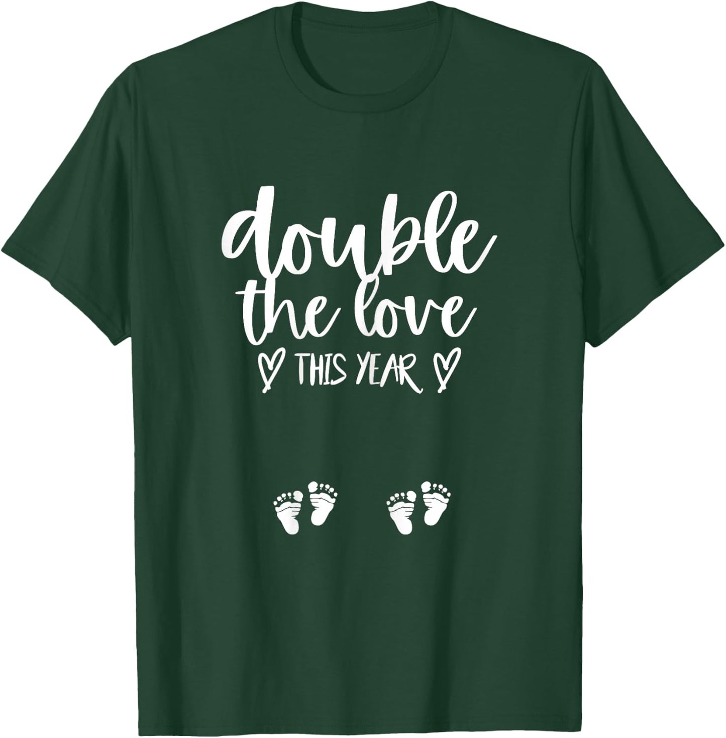 Twin Pregnancy Valentines Day Baby Announcement T-Shirt - T-Shirt | Forest