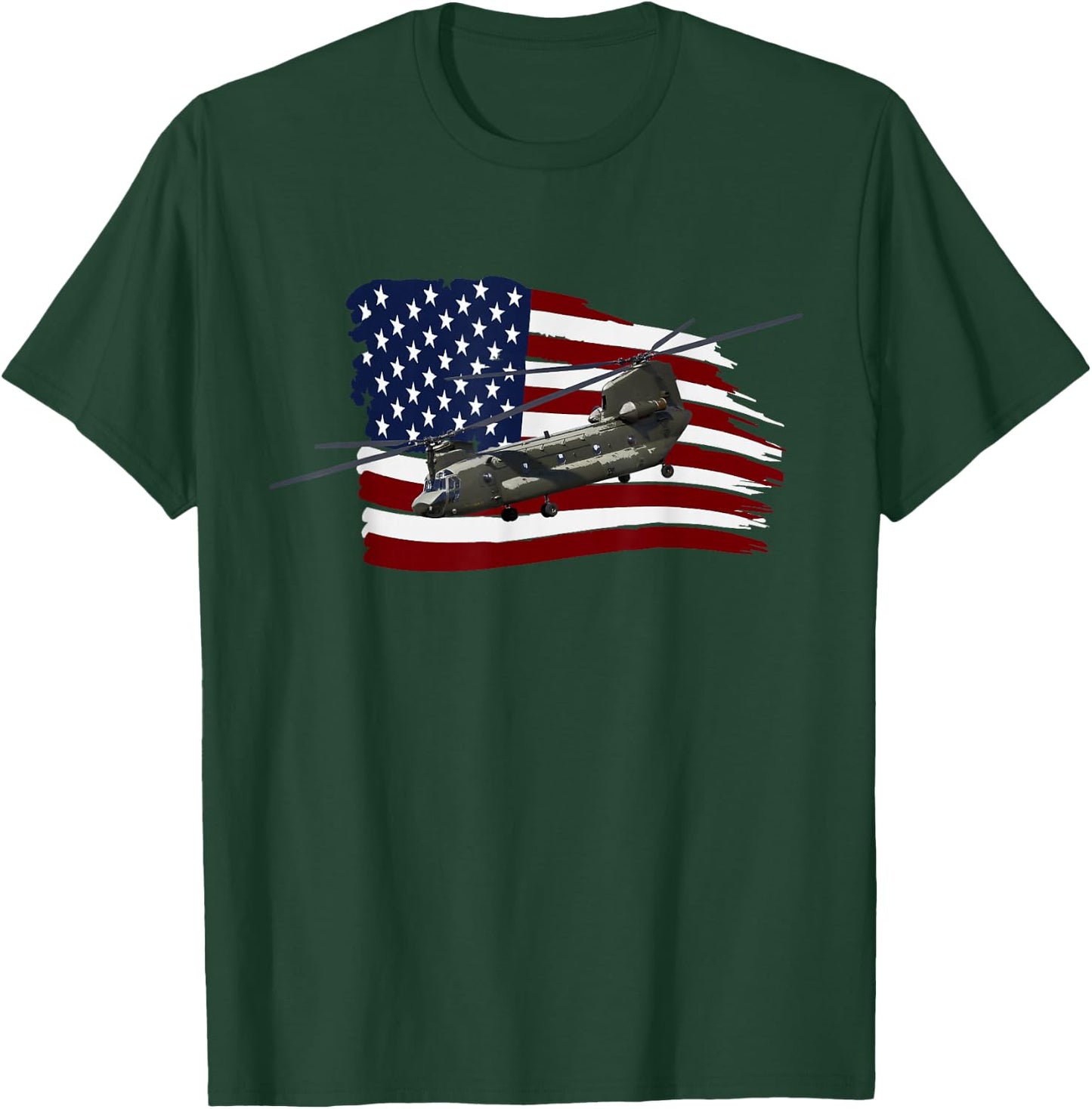 CH-47 Chinook T Shirt Helicopter US Flag T-Shirt - T-Shirt | Forest