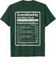 Granddaddy Nutrition Facts Gift Funny Grandpa Granddaddy T-Shirt - T-Shirt | Forest