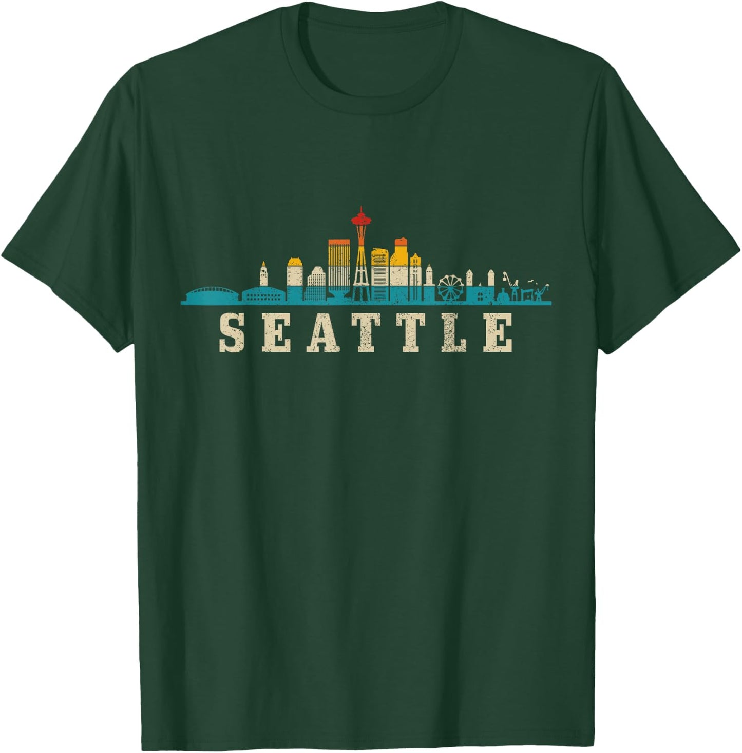 Seattle Skyline Washington Vintage Pride T-Shirt - T-Shirt | Forest