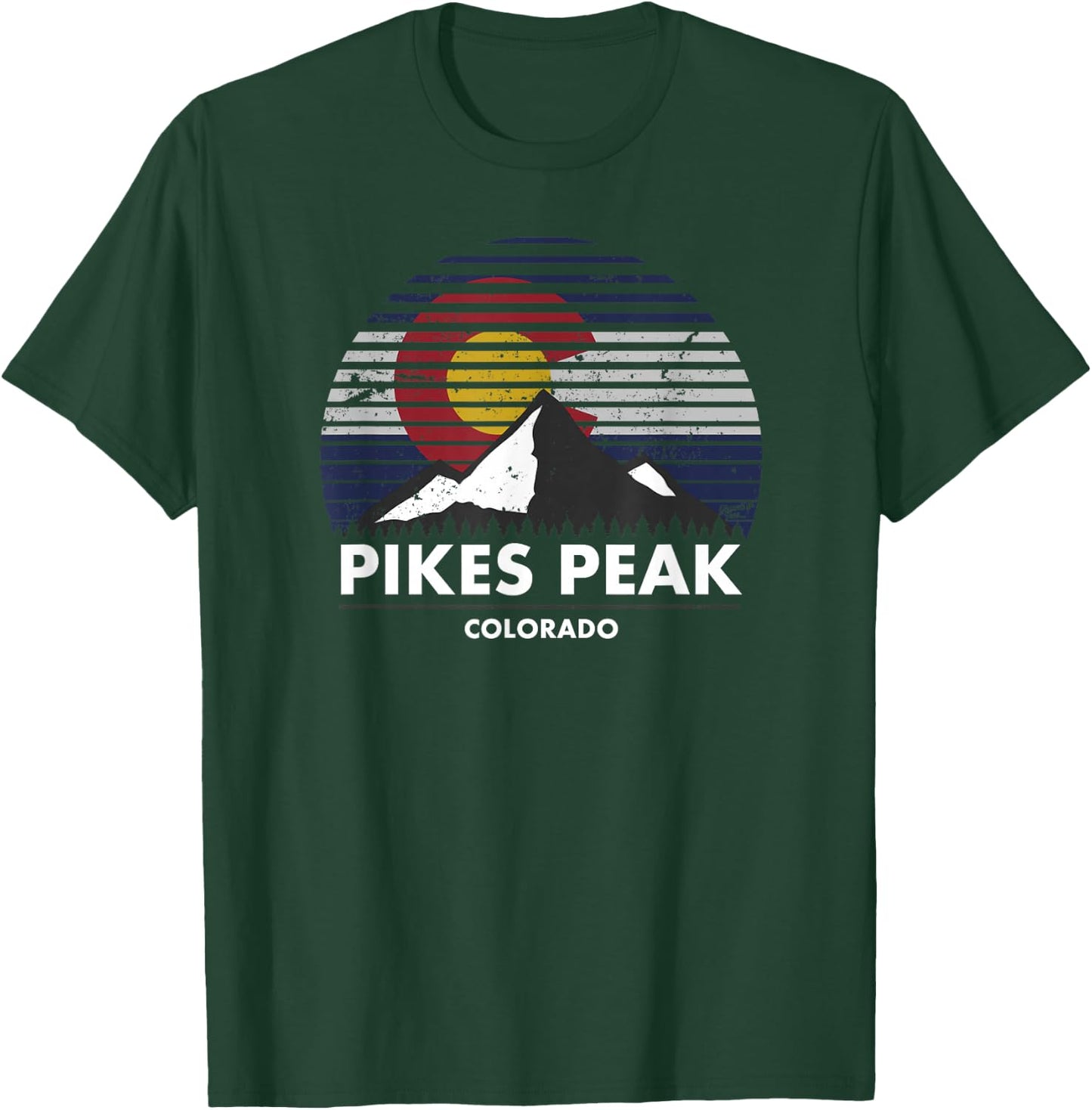 Pikes Peak Colorado Flag - Mountain Adventure T-Shirt - T-Shirt | Forest