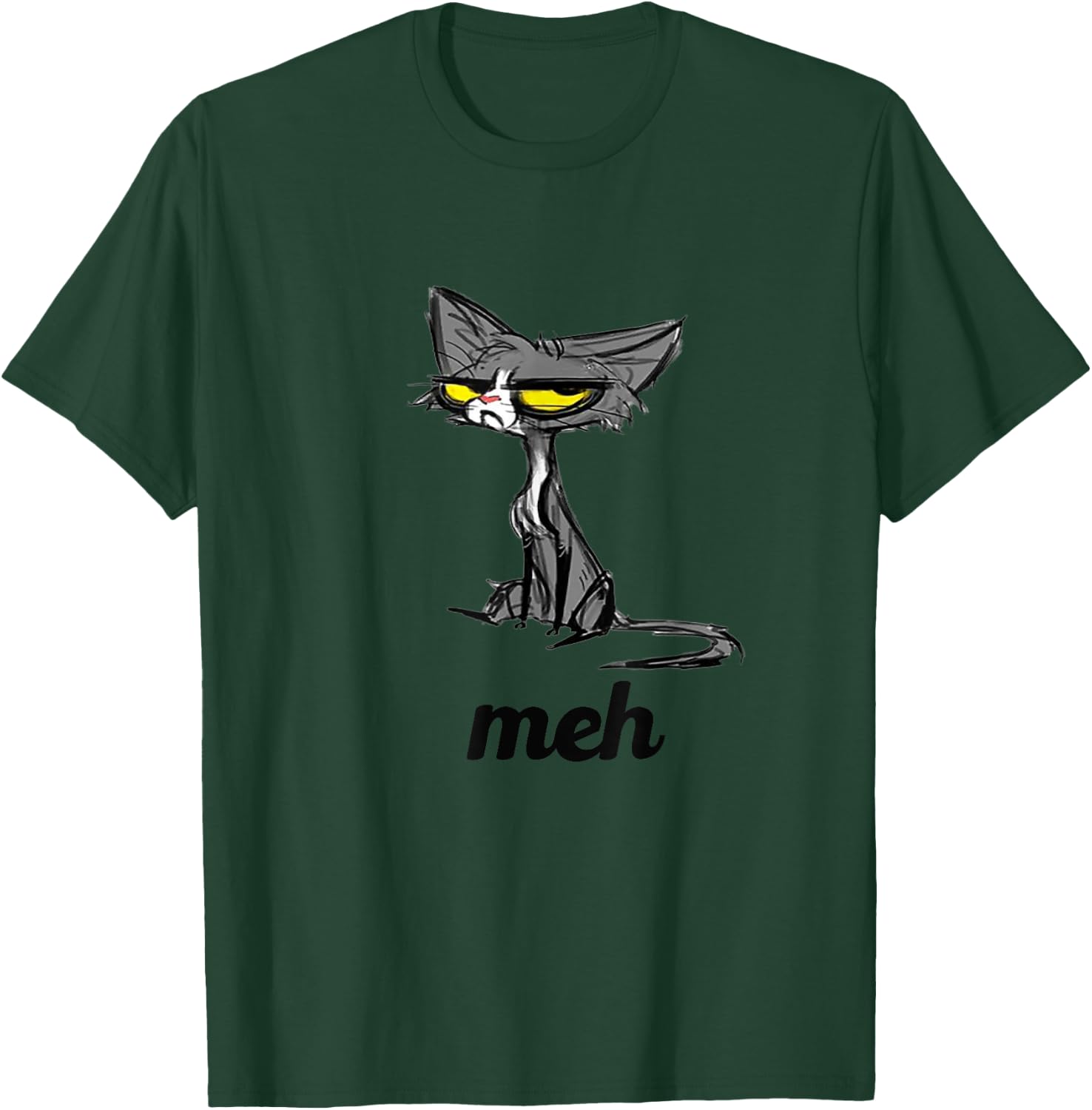 Amazing Meh Cat for Cat Lovers - Funny Orange Cat - , Blue, Small, Short Sleeve, Classic Fit, Cotton 60% Polyester 40% T-Shirt - T-Shirt | Forest