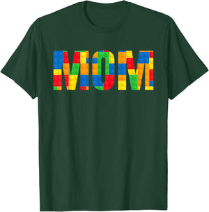 Mom Parent Brick Master Builder Building Blocks Set Family T T-Shirt - T-Shirt | Forest