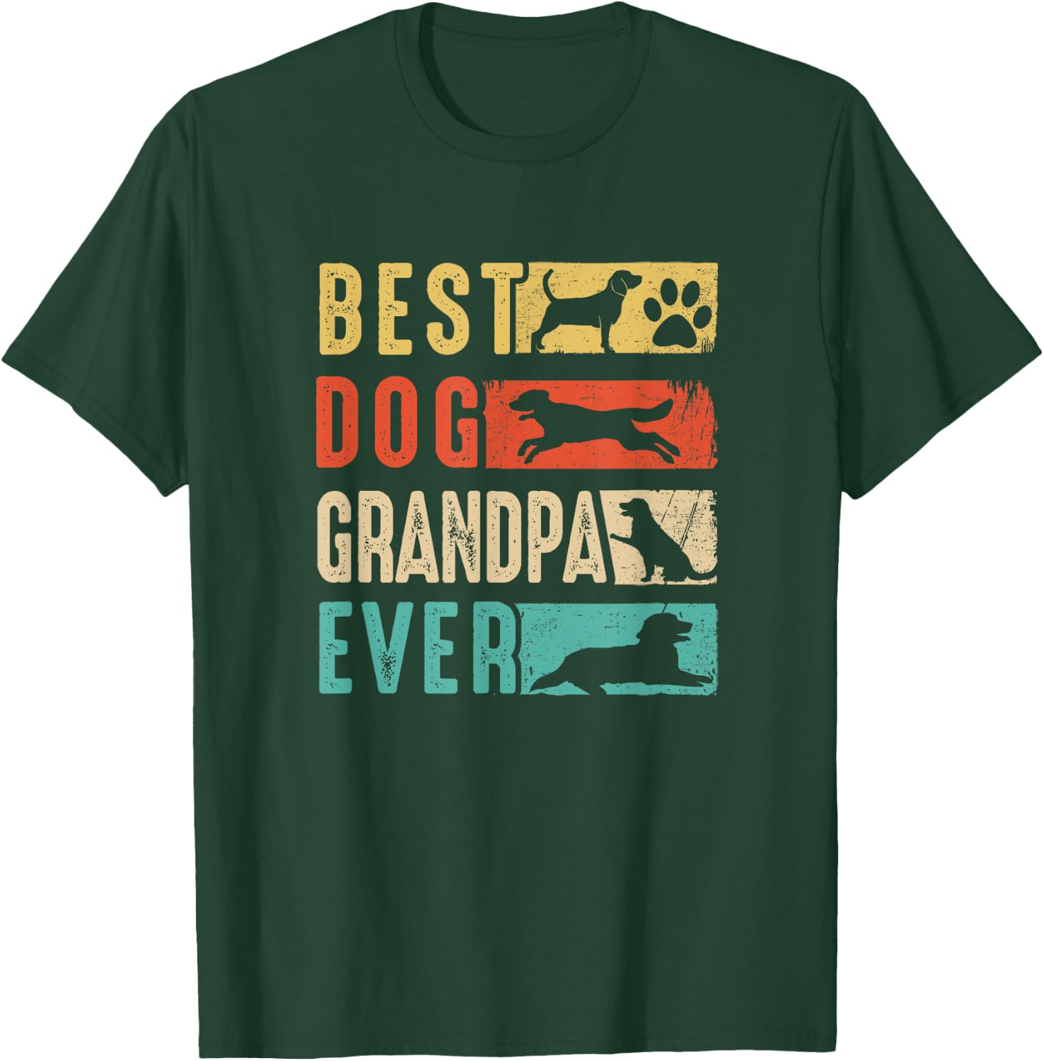 Vintage Best Dog Grandpa Ever Retro Mothers Day Dog Lovers T-Shirt - T-Shirt | Forest