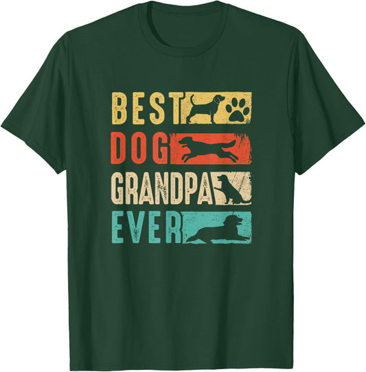Vintage Best Dog Grandpa Ever Retro Mothers Day Dog Lovers T-Shirt - T-Shirt | Forest