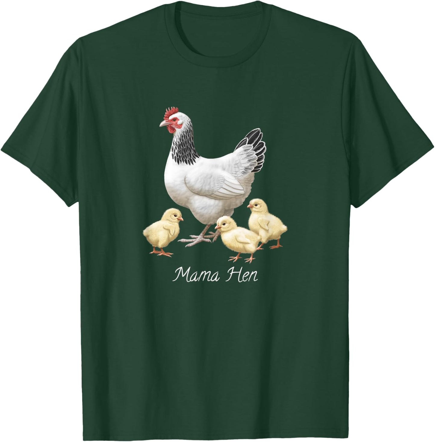 Mama Hen Sussex Chicken and 3 Baby Chicks T-Shirt - T-Shirt | Forest