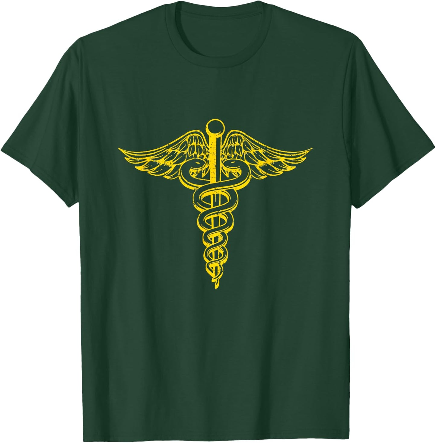 Novelty Vintage Caduceus Hermes Staff Medical Shirt T-Shirt - T-Shirt | Forest