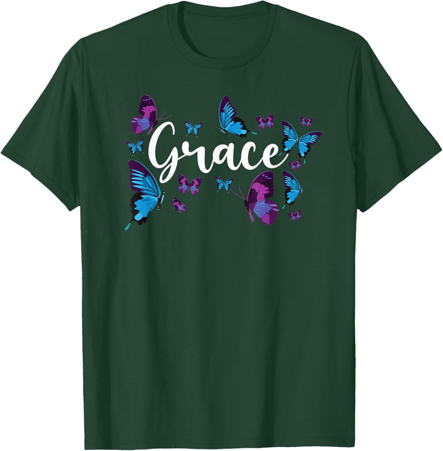 Christian Bible Verse Quote Butterfly Grace T-Shirt - T-Shirt | Forest