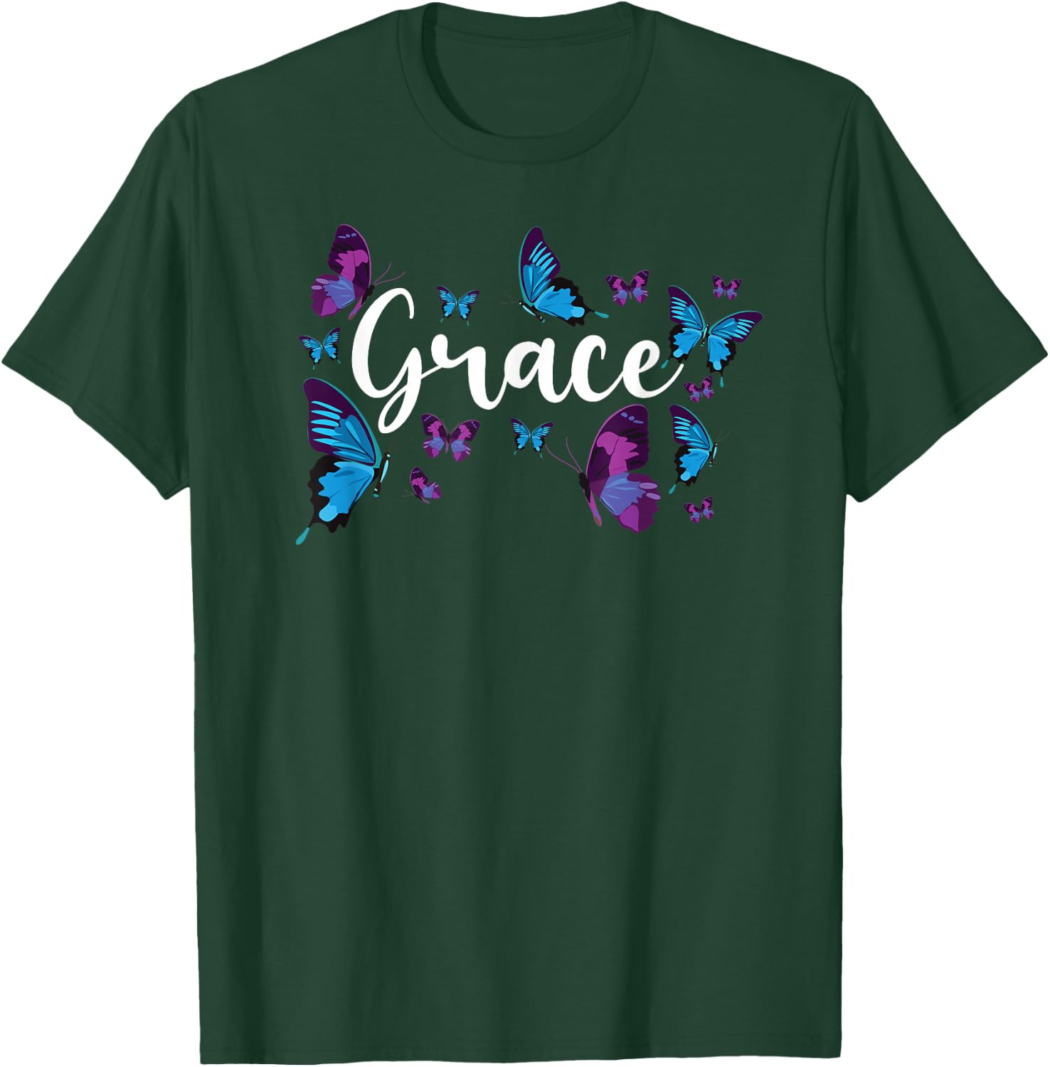 Christian Bible Verse Quote Butterfly Grace T-Shirt - T-Shirt | Forest