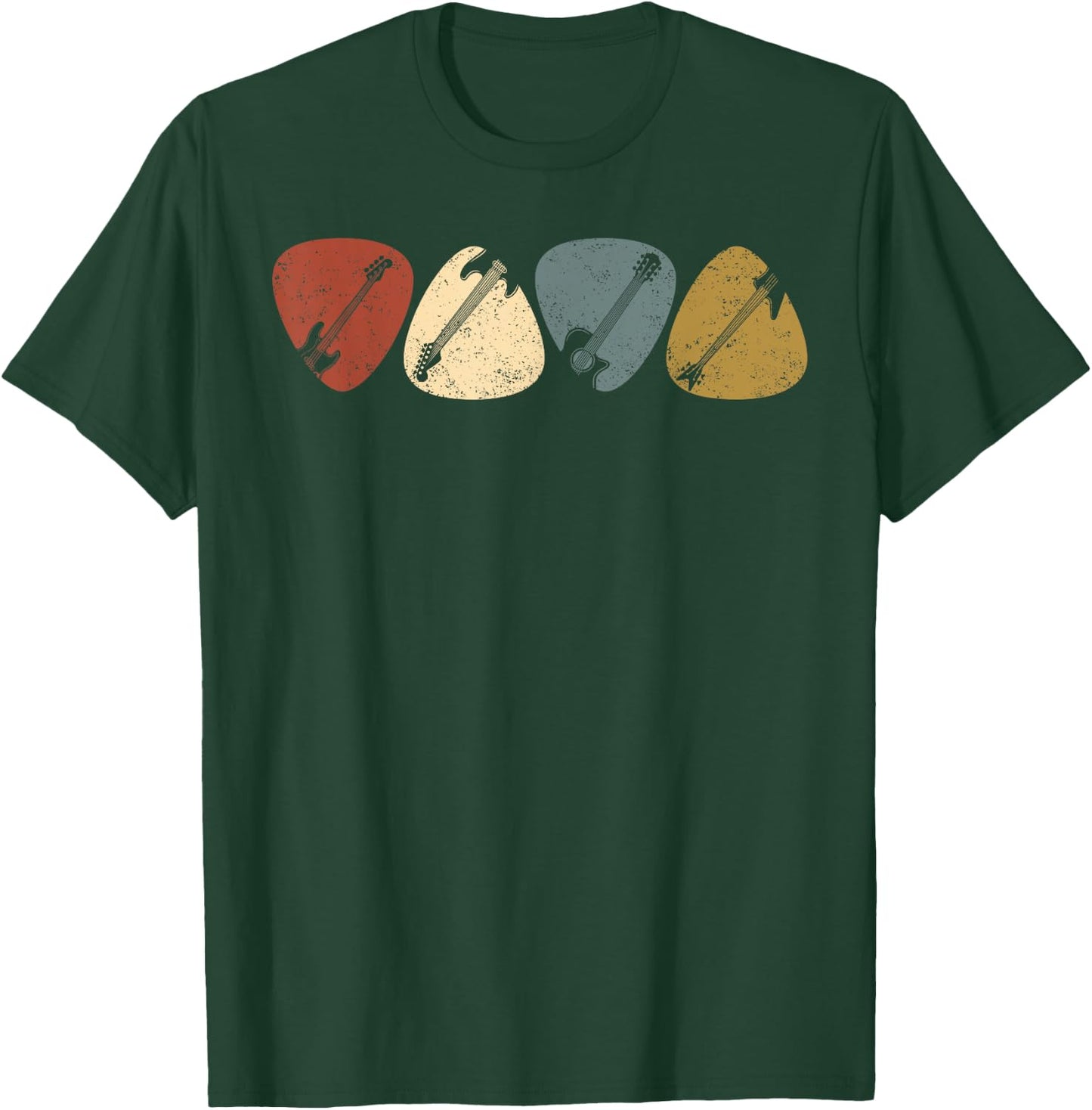 Vintage Guitar Pick Retro Guitarists, Bassist Gifts T-Shirt - T-Shirt | Forest
