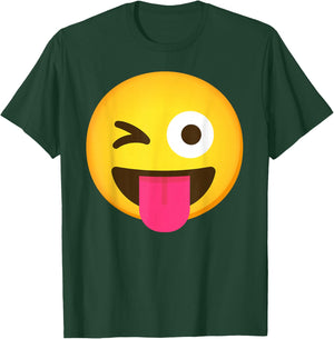 Emoticon Winking Face with Stuck-Out Tongue and Winking Eye T-Shirt - T-Shirt | Forest