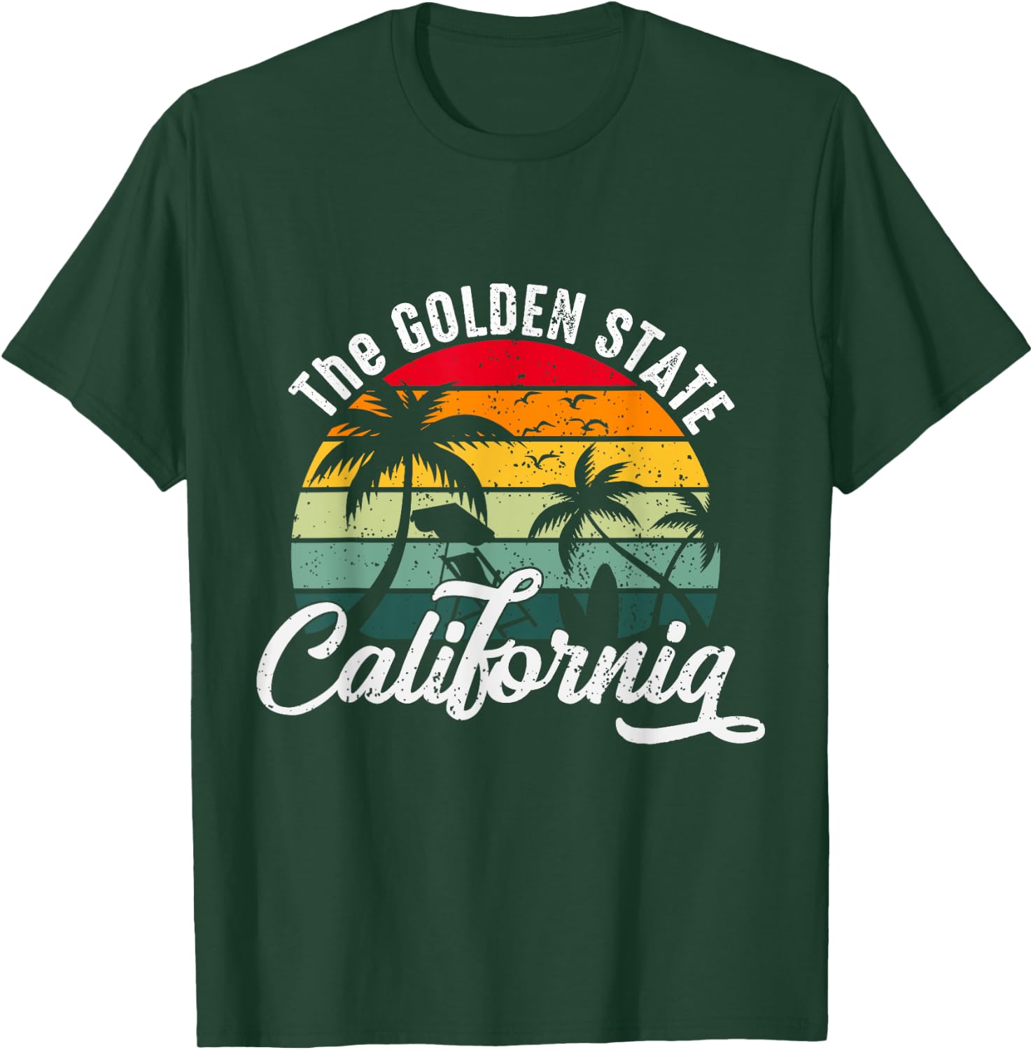 Summer The Golden State California Retro Vintage Men Women Kids T-Shirt - T-Shirt | Forest