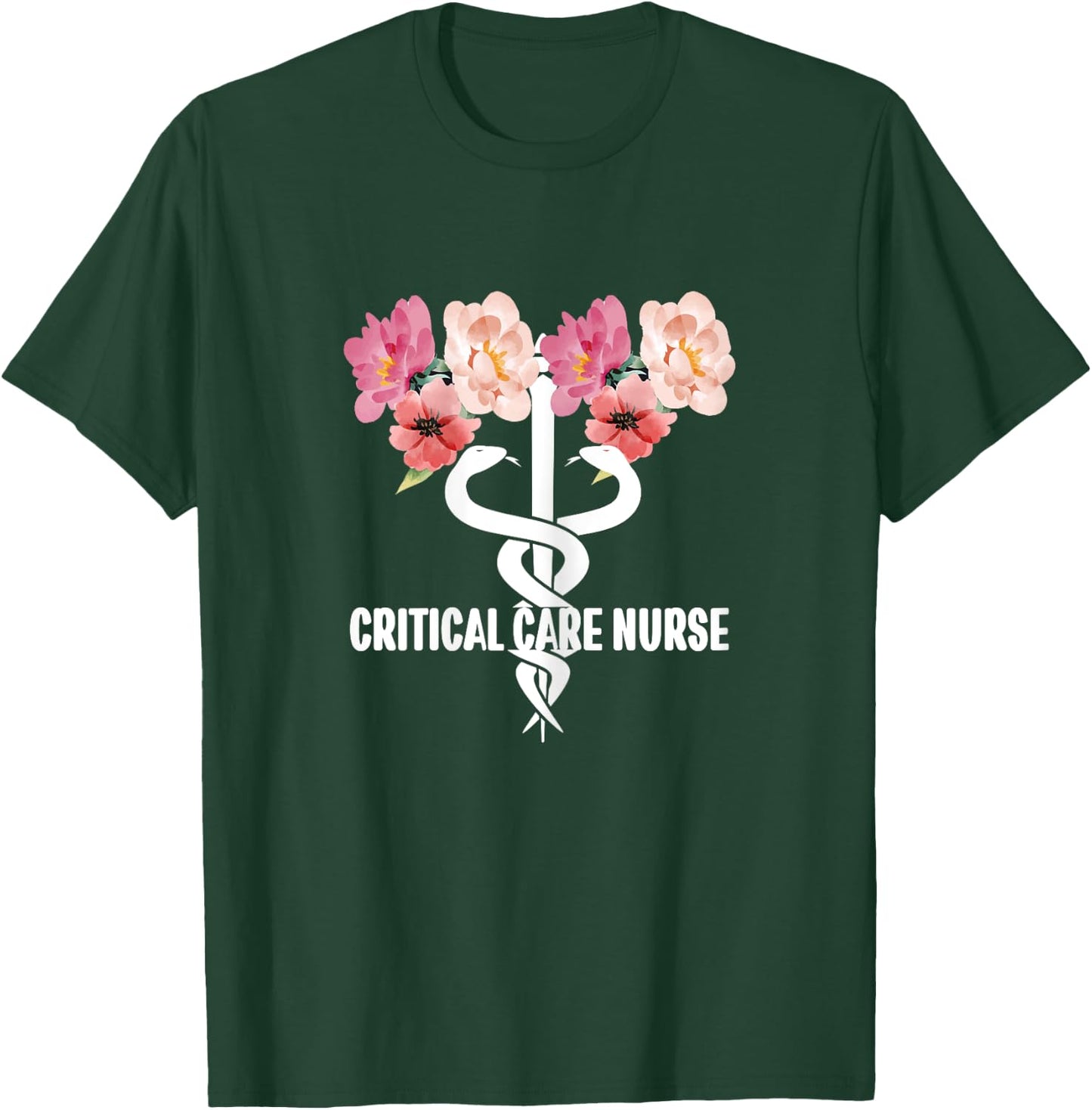 Critical Care Nurse Caduceus ICU RN Critical Care Nursing T-Shirt - T-Shirt | Forest