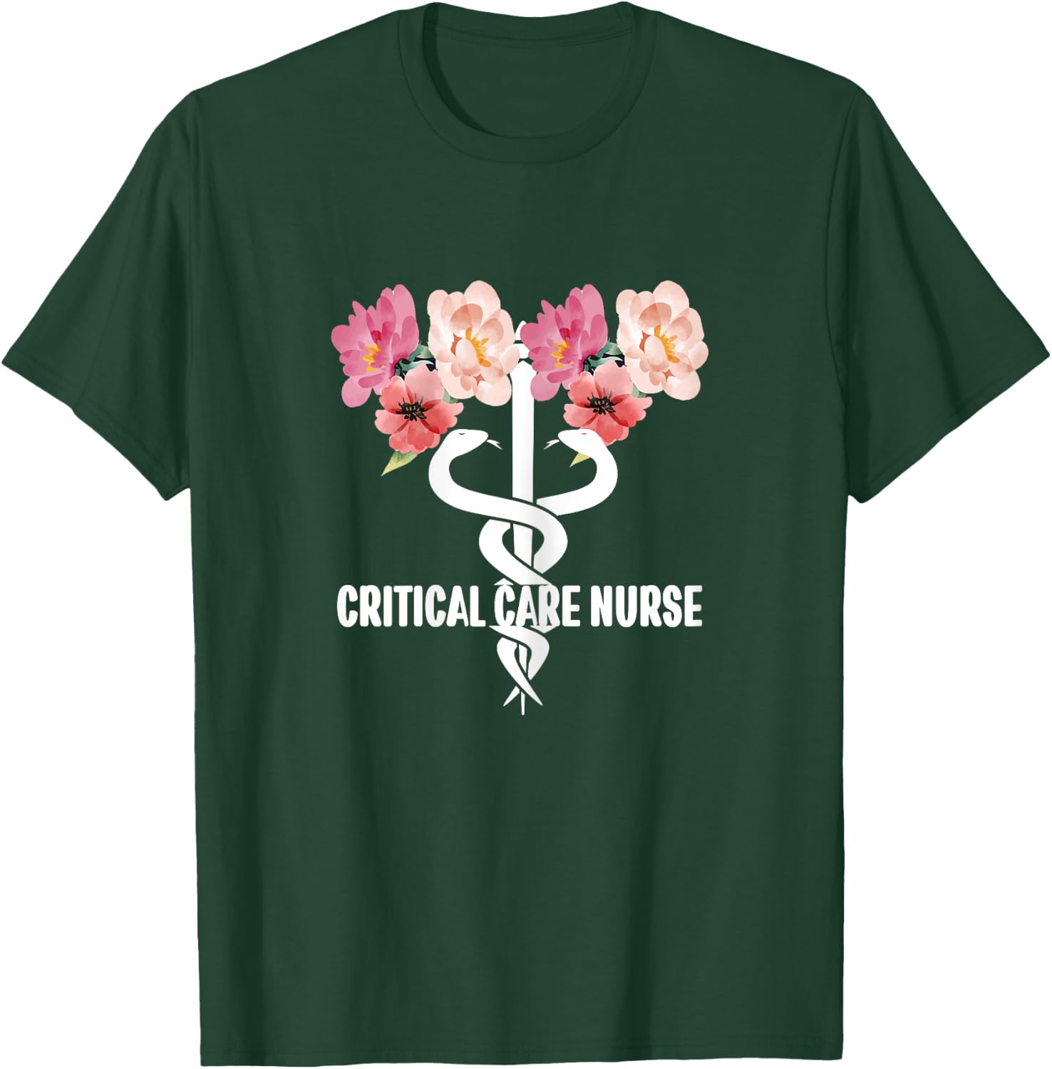 Critical Care Nurse Caduceus ICU RN Critical Care Nursing T-Shirt - T-Shirt | Forest