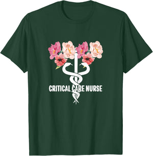Critical Care Nurse Caduceus ICU RN Critical Care Nursing T-Shirt - T-Shirt | Forest