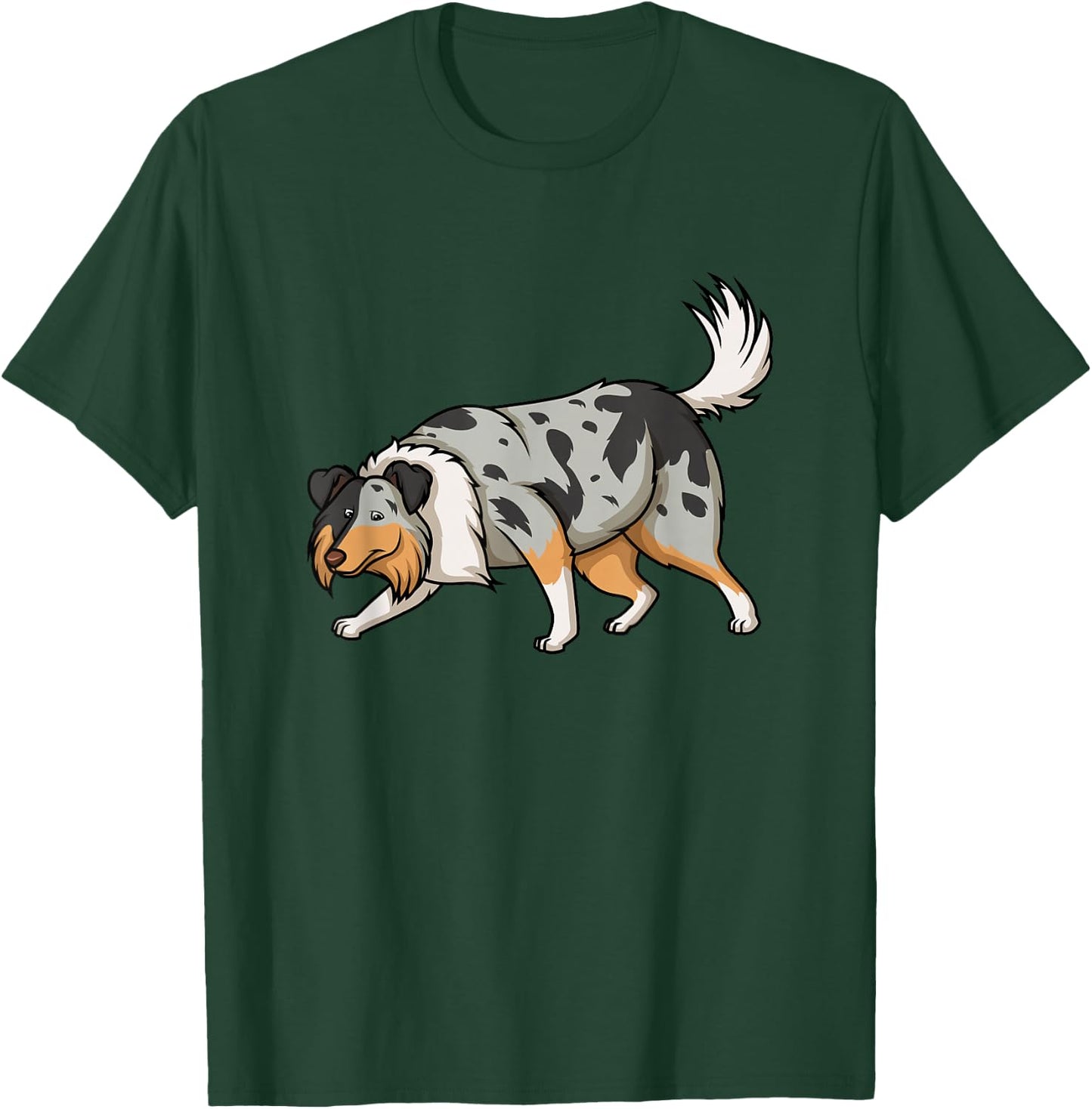 Collie Dogs Blue Merle Collie Sniffing Funny Cute T-Shirt - T-Shirt | Forest