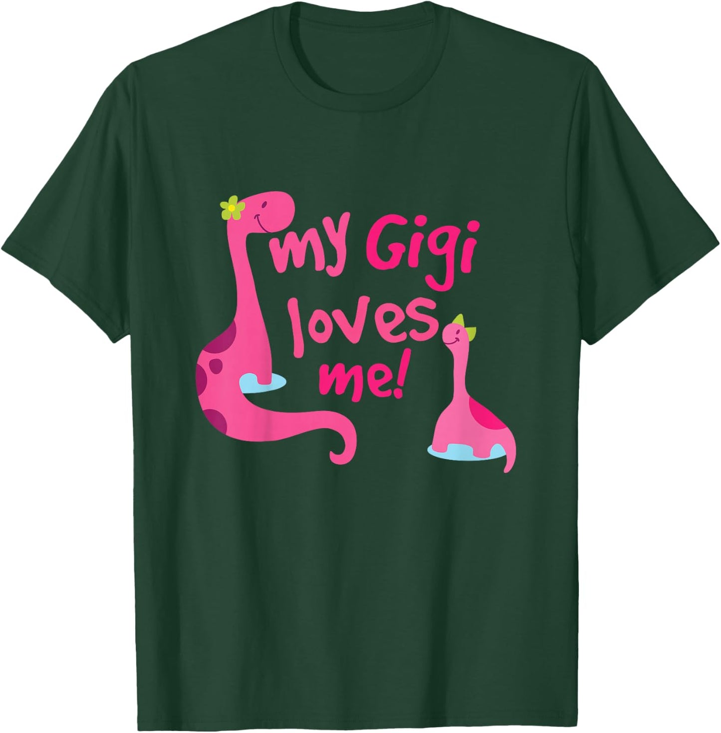 Kids My Gigi Loves Me Cute Granddaughter Dinosaur T-Shirt - T-Shirt | Forest