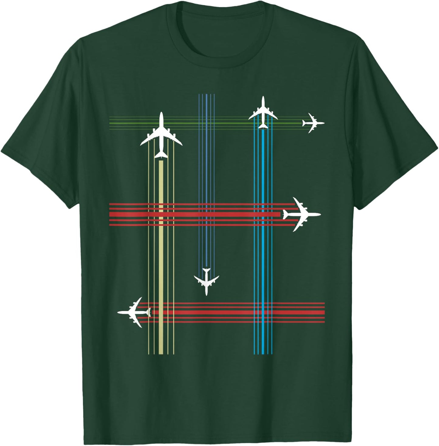 Retro 747 Airliner Contrail Vintage Aircraft Pilot T-Shirt - T-Shirt | Forest