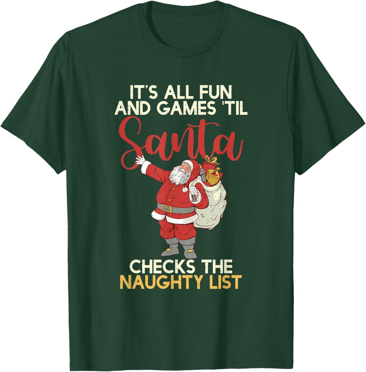 Christmas Distressed Retro Funny Santa T-Shirt - T-Shirt | Forest