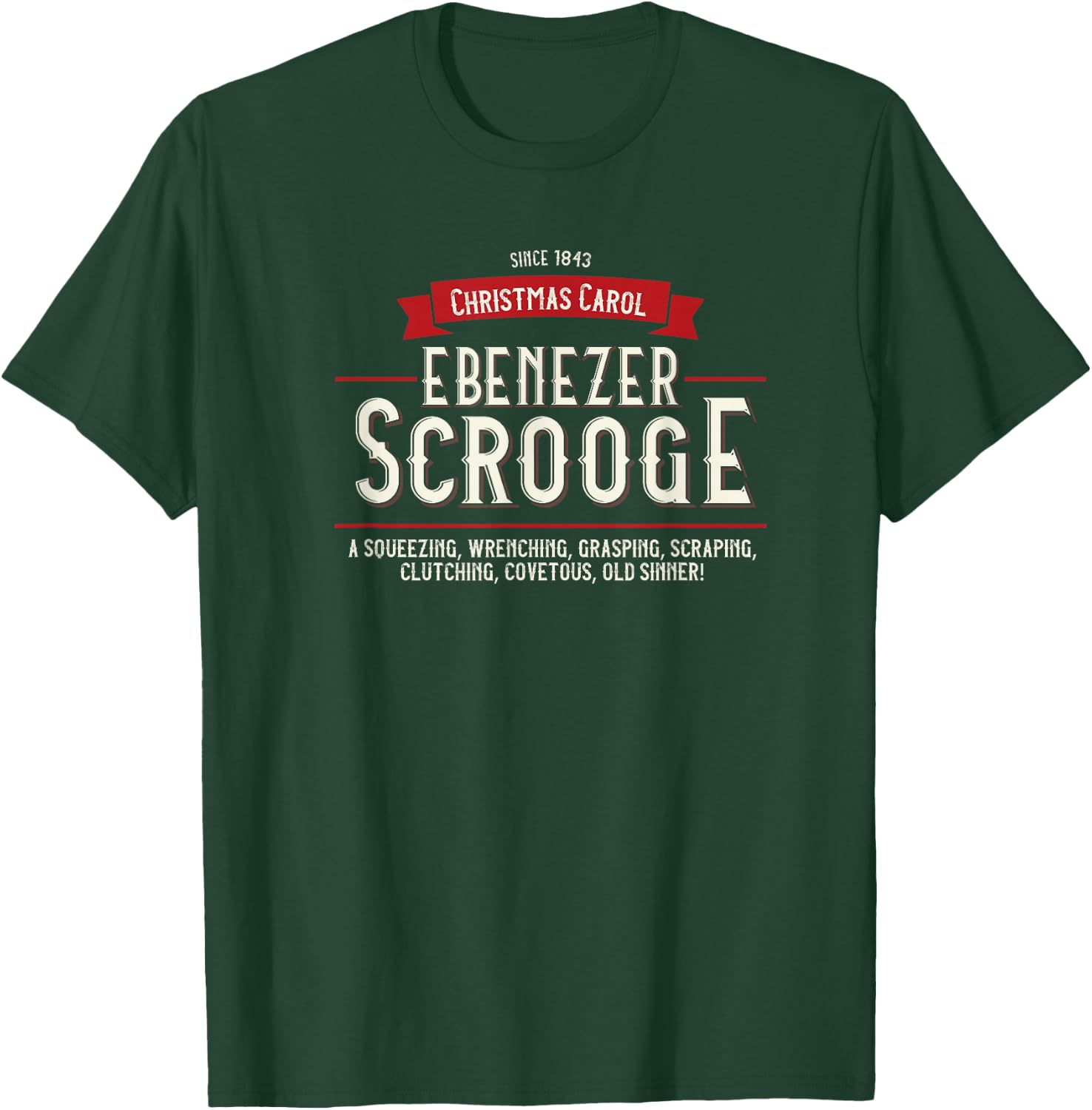 Christmas Carol, Ebenezer Scrooge, Holiday Design, Tradition T-Shirt - T-Shirt | Forest