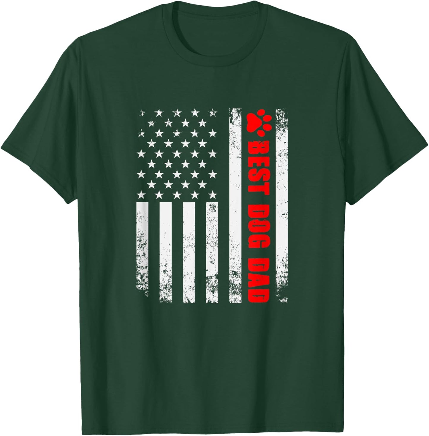 Dogs And Dog Dad American Flag USA Friends Father Men T-Shirt - T-Shirt | Forest