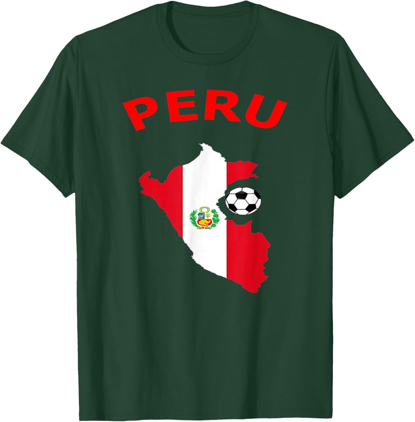 Peru Jersey Flag-Soccer Ball-Football T Shirt T-Shirt - T-Shirt | Forest