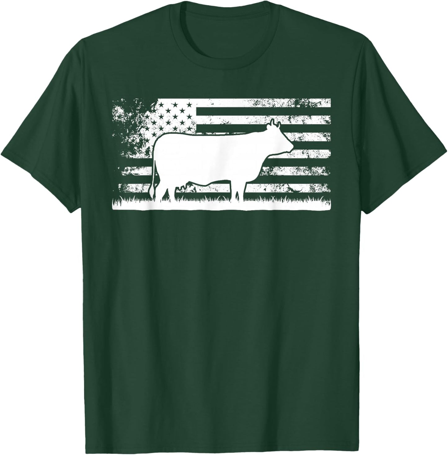 USA American Flag - America Cow Charolais Rancher T-Shirt - T-Shirt | Forest