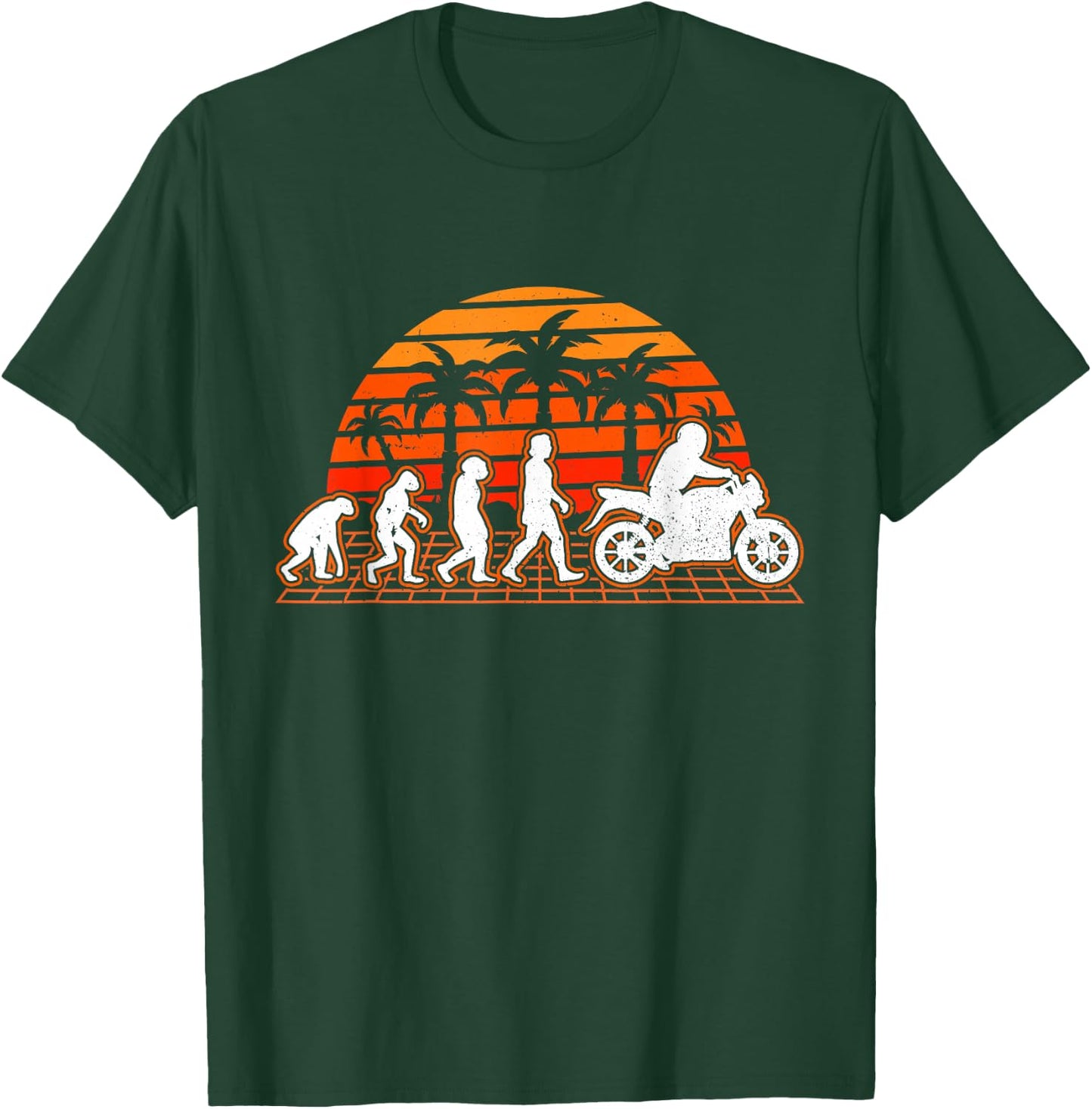 Motorcycle Evolution Retro Motorcycle Biker T-Shirt - T-Shirt | Forest