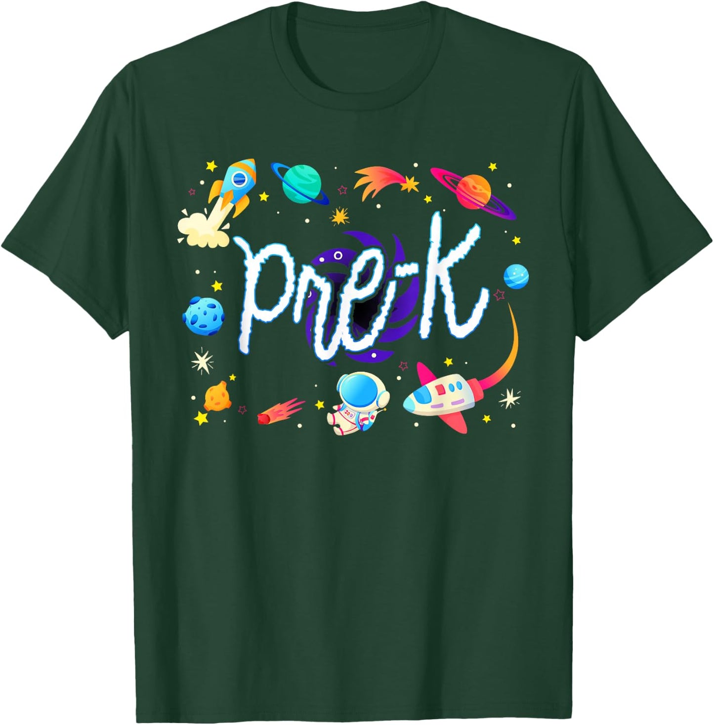 Pre-K Astronaut Planets Space Back To School Techer Kids T-Shirt - T-Shirt | Forest