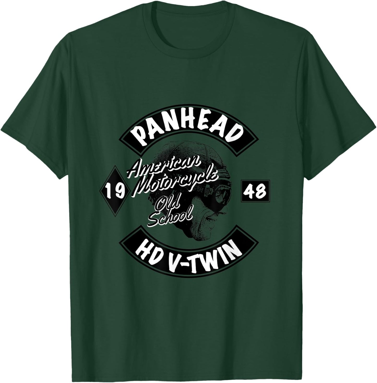 Classic Vintage HD Panhead Motorcycle V-Twin 1948 Helmet T-Shirt - T-Shirt | Forest
