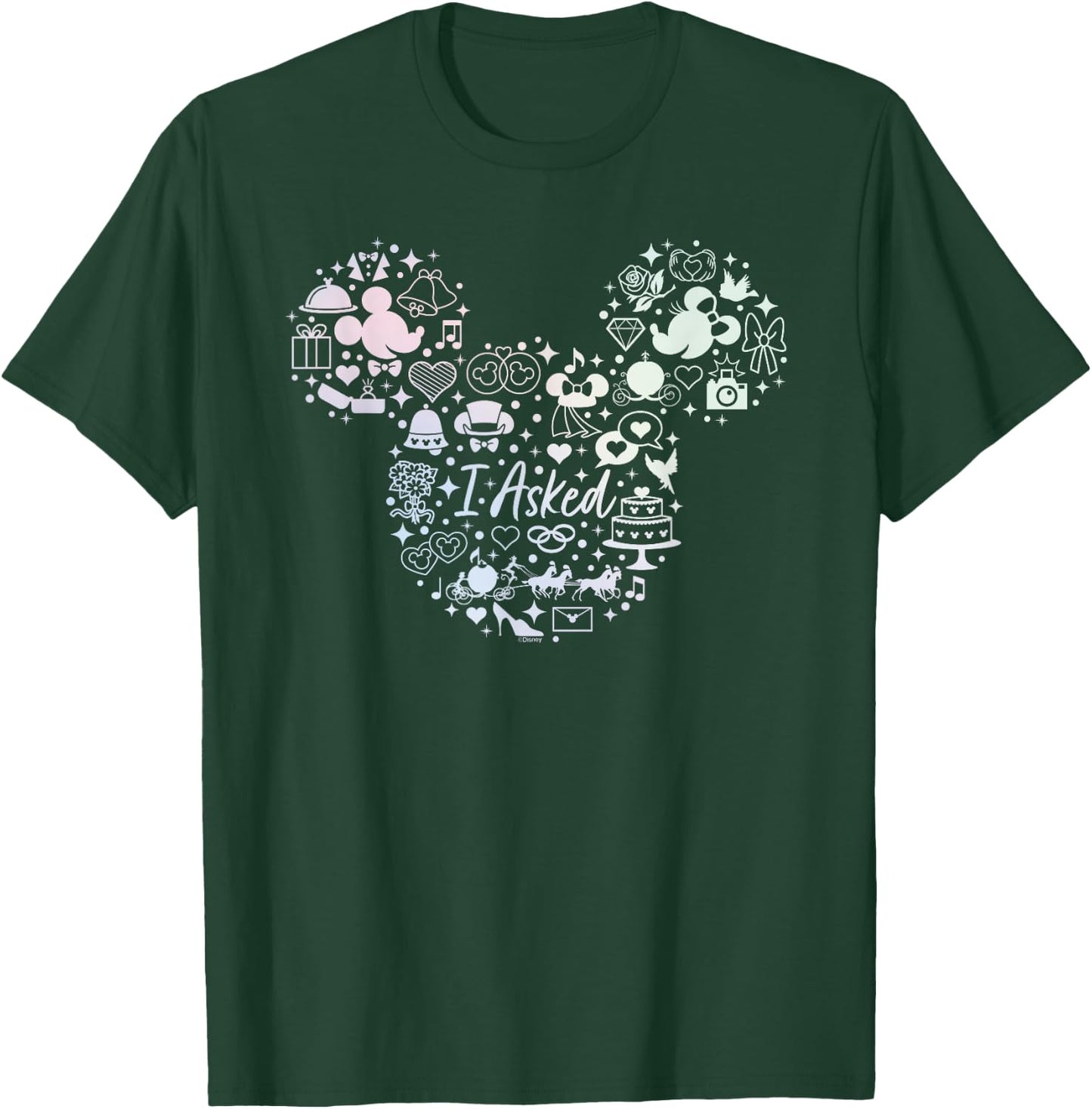 Disney I Asked Engagement Proposal Mickey Head Icon T-Shirt - T-Shirt | Forest