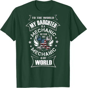 Auto Mechanics Gifts Daughter Girl Auto Mechanic Is My World T-Shirt - T-Shirt | Forest