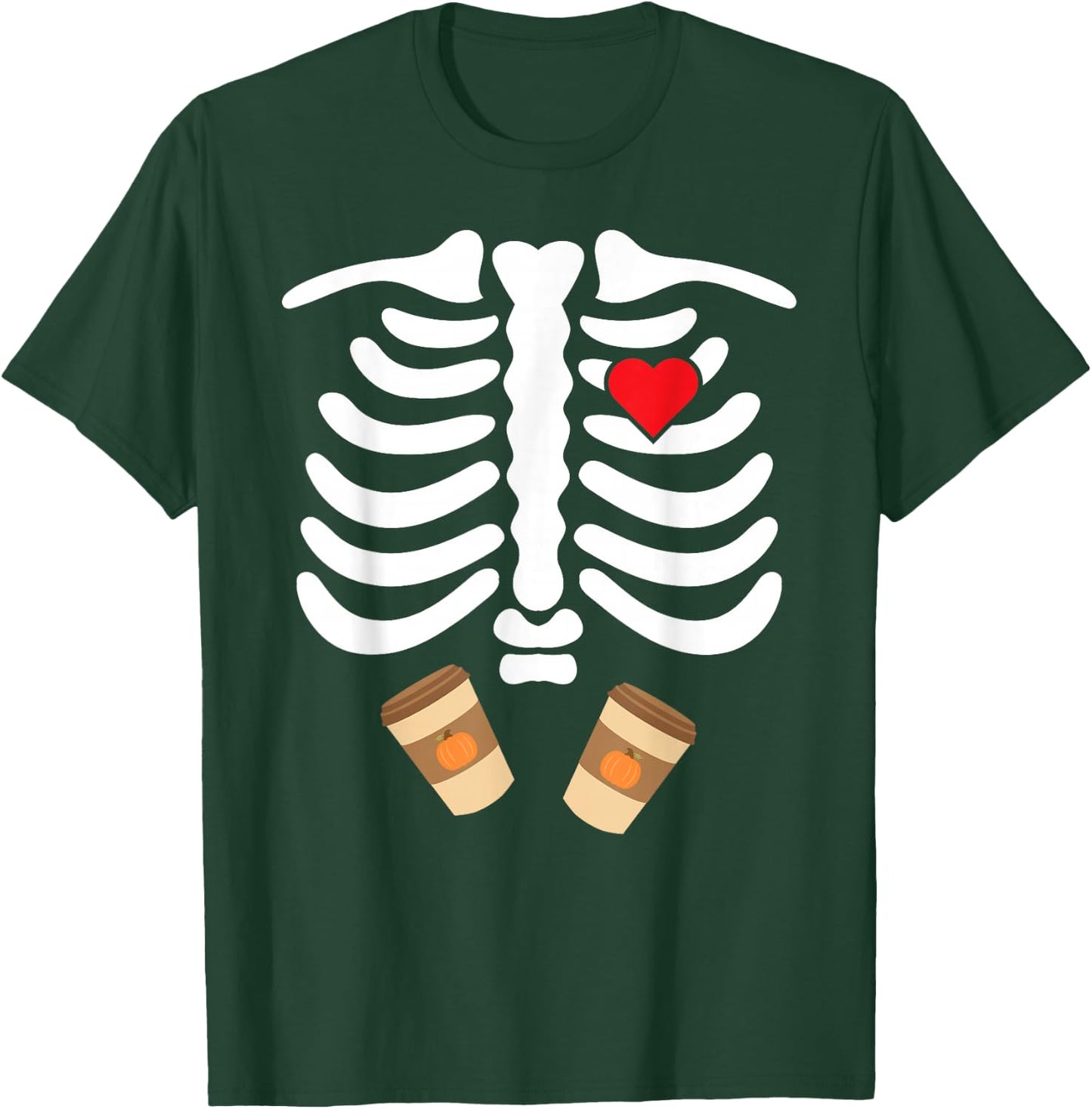 Halloween Skeleton Food Belly Pumpkin Spice T Shirt T-Shirt - T-Shirt | Forest