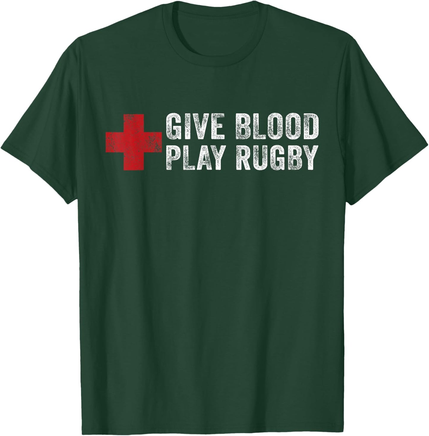 Give Blood Play Rugby Player Funny Rugger League Union T-Shirt - T-Shirt | Forest