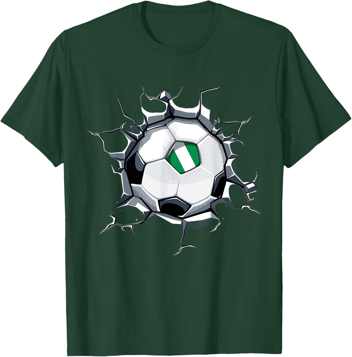 Nigeria Soccer Fans Jersey Nigerian Football Cracked Wall T-Shirt - T-Shirt | Forest