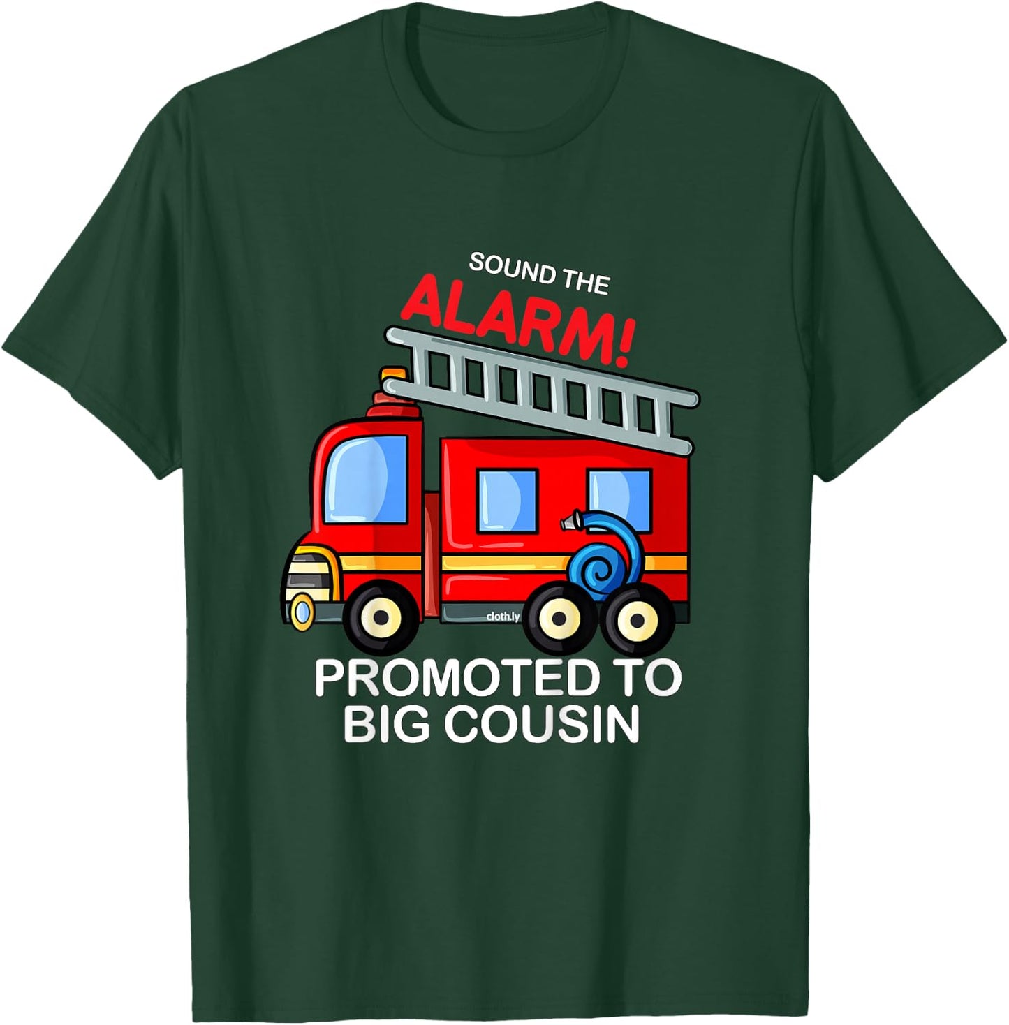 Kids Promoted to Big Cousin Boy Firetruck T-Shirt - T-Shirt | Forest