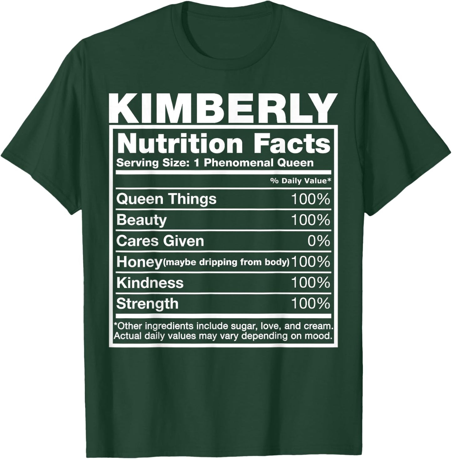 Kimberly Nutrition Facts Kimberly Name Birthday Shirt T-Shirt - T-Shirt | Forest