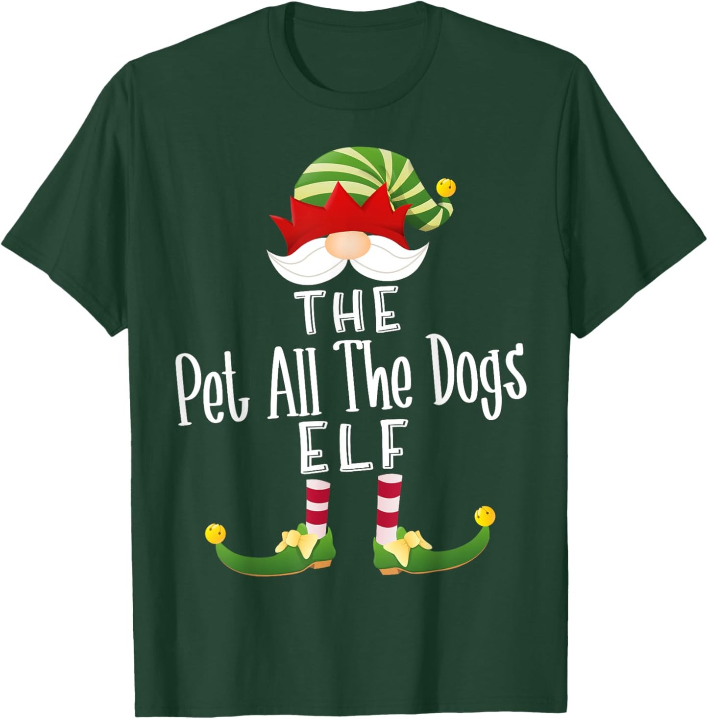 Pet All The Dogs Elf Group Christmas Funny Pajama Party T-Shirt - T-Shirt | Forest