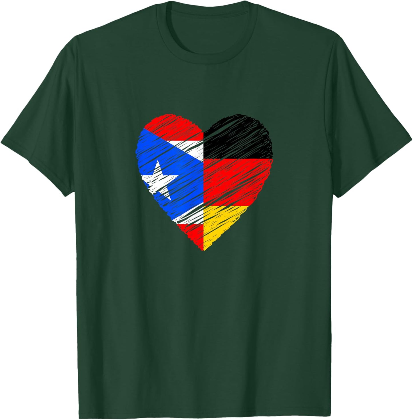 Puerto Rico Germany Vintage Heart German Flag Puerto Rican T-Shirt - T-Shirt | Forest