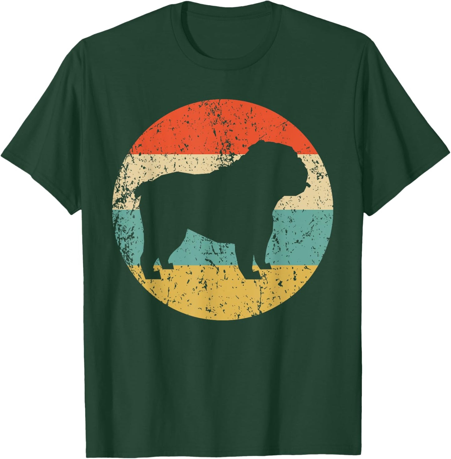 English Bulldog Retro English Bulldog Dog T-Shirt - T-Shirt | Forest