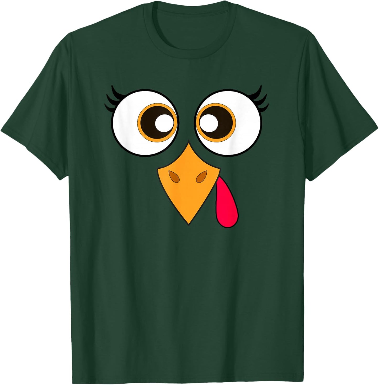 Cute Thanksgiving Turkey Face Women Girls Turkey Day T-Shirt - T-Shirt | Forest