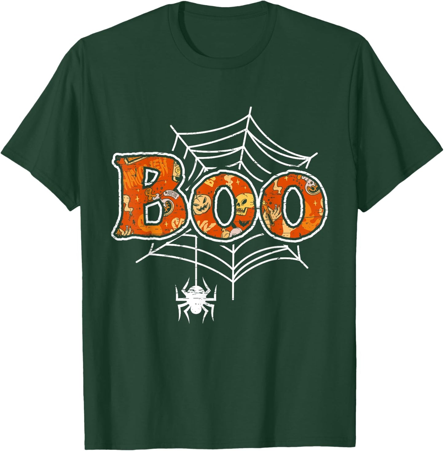 Boo Web Spider Halloween Day Party Trick Or Treat Design T-Shirt - T-Shirt | Forest