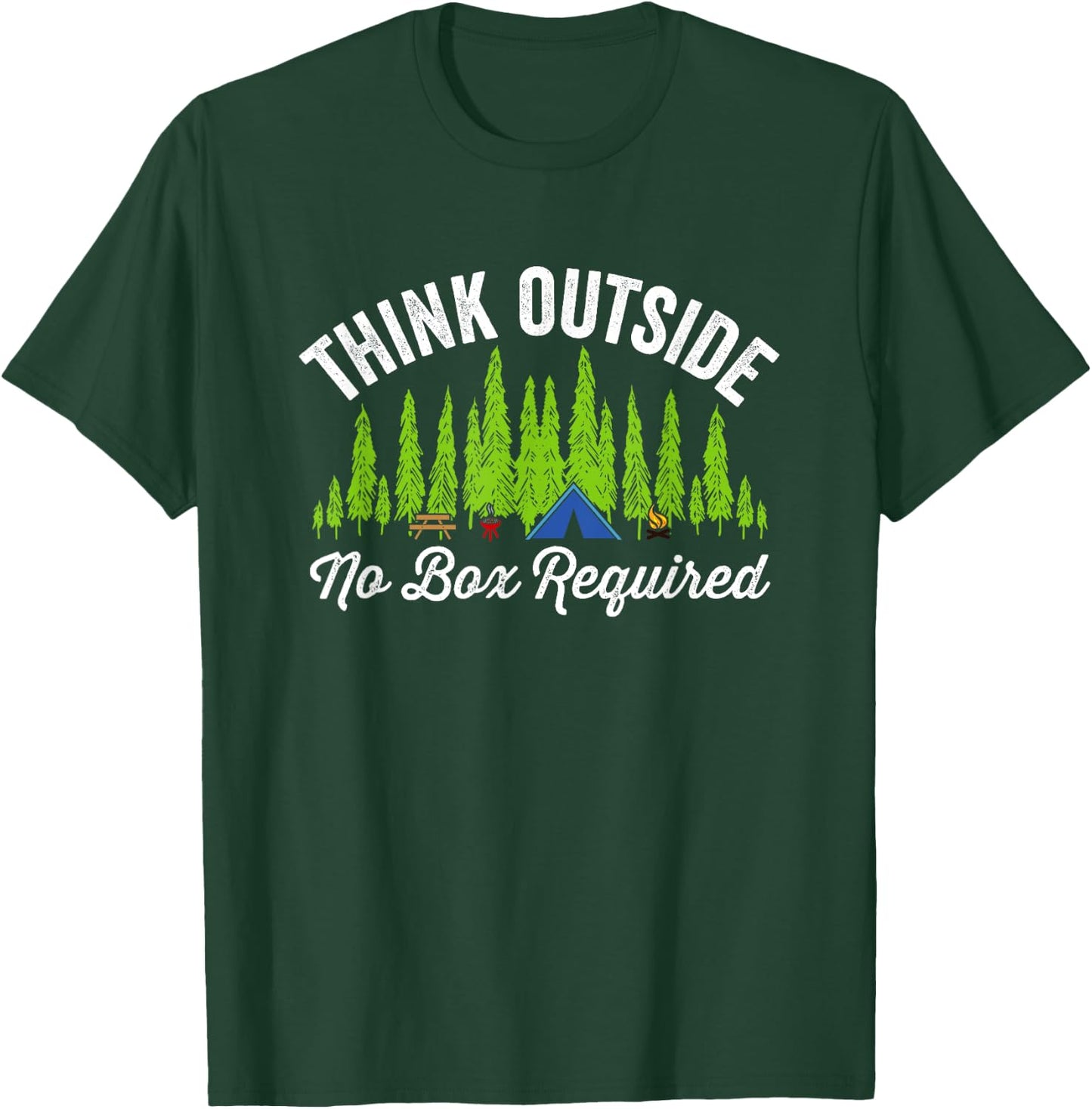 Think Outside No Box Required Outdoors Camp T-Shirt - T-Shirt | Forest